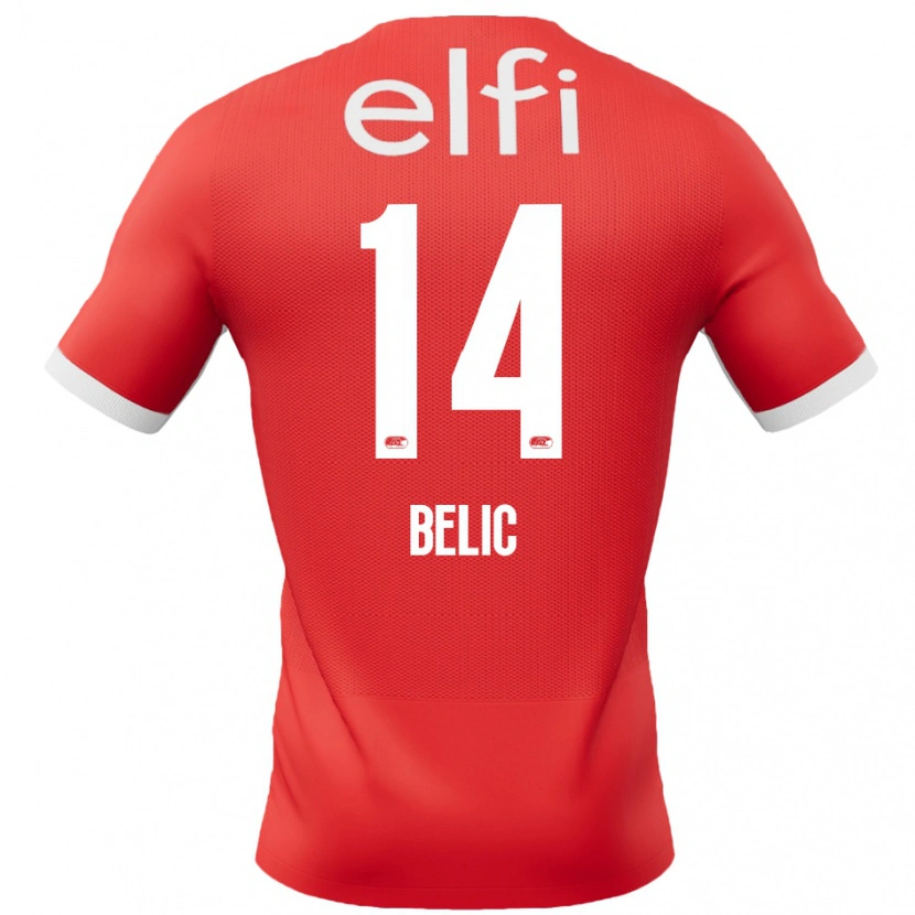 Danxen Enfant Maillot Kristijan Belic #14 Rouge Blanc Tenues Domicile 2024/25 T-Shirt