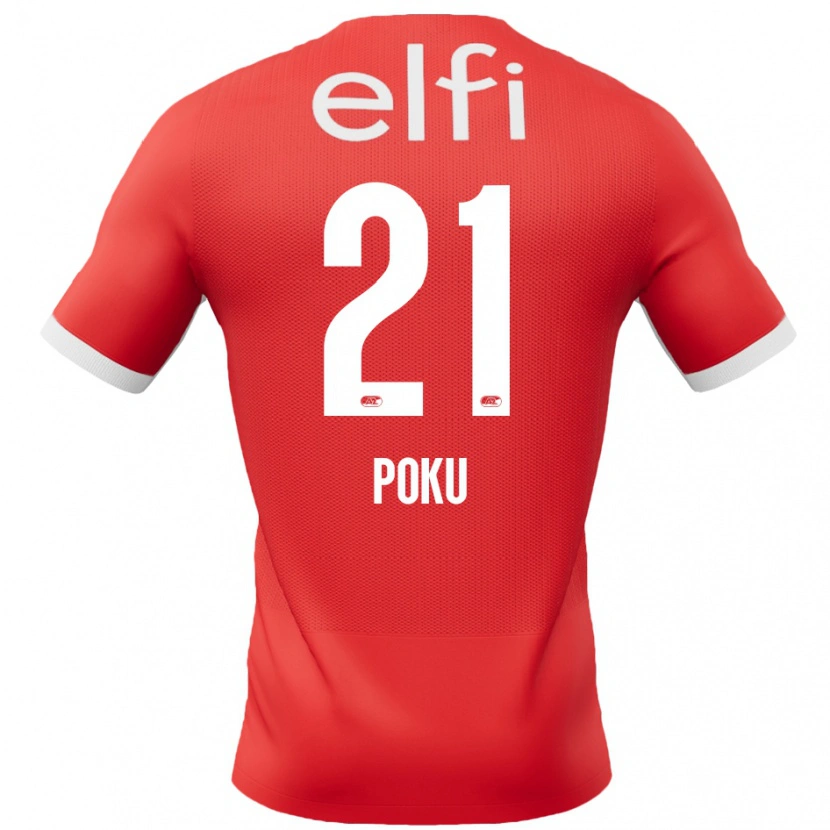 Danxen Enfant Maillot Ernest Poku #21 Rouge Blanc Tenues Domicile 2024/25 T-Shirt