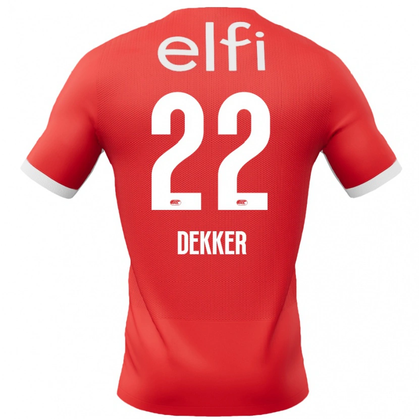 Danxen Enfant Maillot Maxim Dekker #22 Rouge Blanc Tenues Domicile 2024/25 T-Shirt