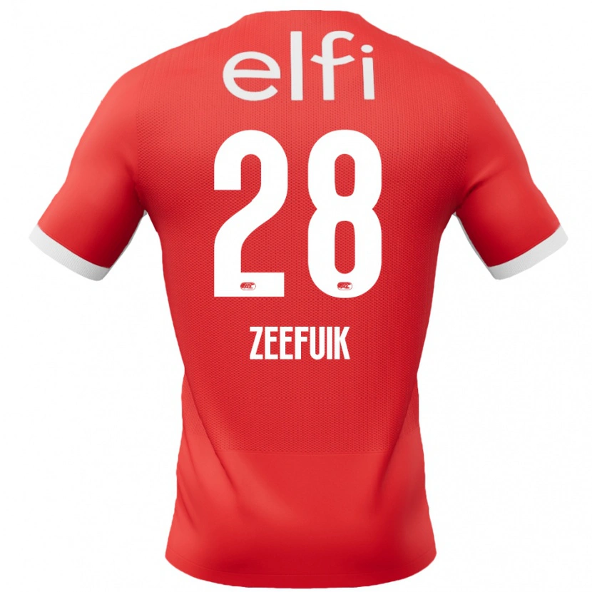 Danxen Enfant Maillot Lequincio Zeefuik #28 Rouge Blanc Tenues Domicile 2024/25 T-Shirt