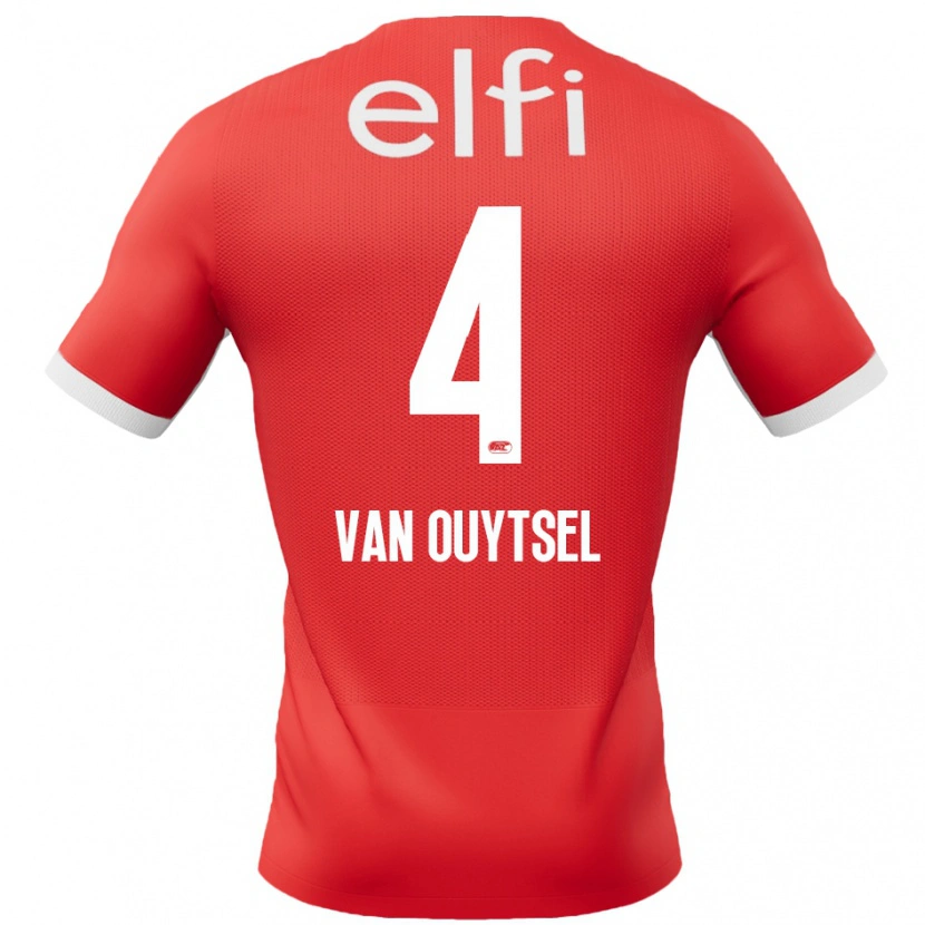 Danxen Enfant Maillot Kevin Van Ouytsel #4 Rouge Blanc Tenues Domicile 2024/25 T-Shirt