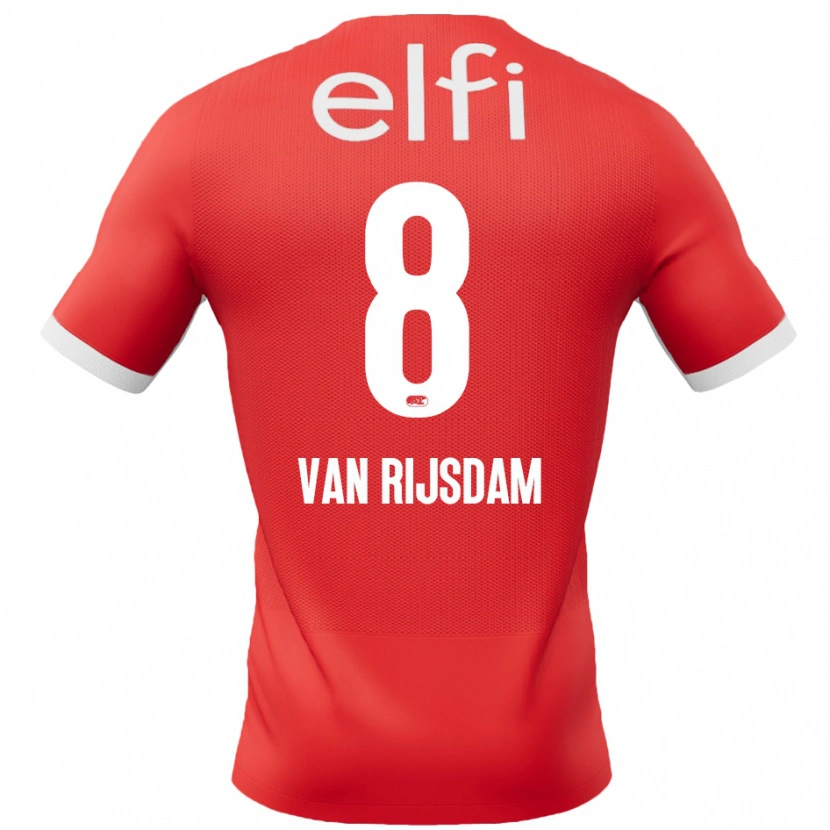 Danxen Enfant Maillot Julian Van Rijsdam #8 Rouge Blanc Tenues Domicile 2024/25 T-Shirt