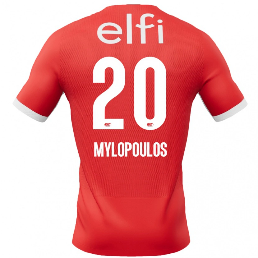 Danxen Enfant Maillot Marios Mylopoulos #20 Rouge Blanc Tenues Domicile 2024/25 T-Shirt