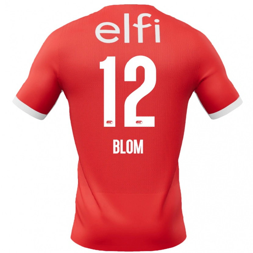 Danxen Enfant Maillot Robin Blom #12 Rouge Blanc Tenues Domicile 2024/25 T-Shirt