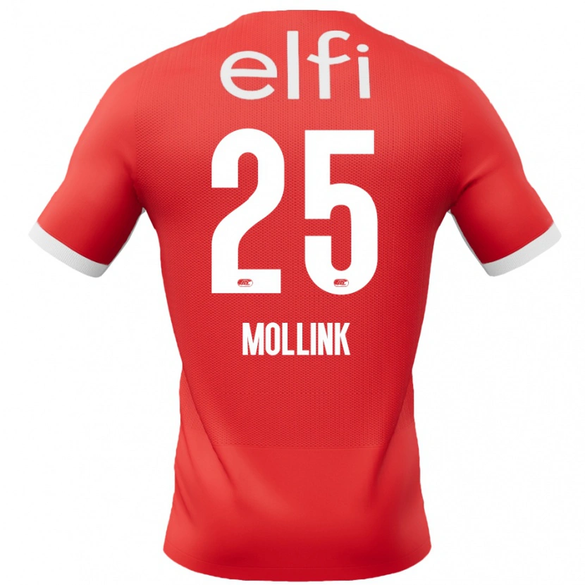 Danxen Enfant Maillot Yaël Mollink #25 Rouge Blanc Tenues Domicile 2024/25 T-Shirt