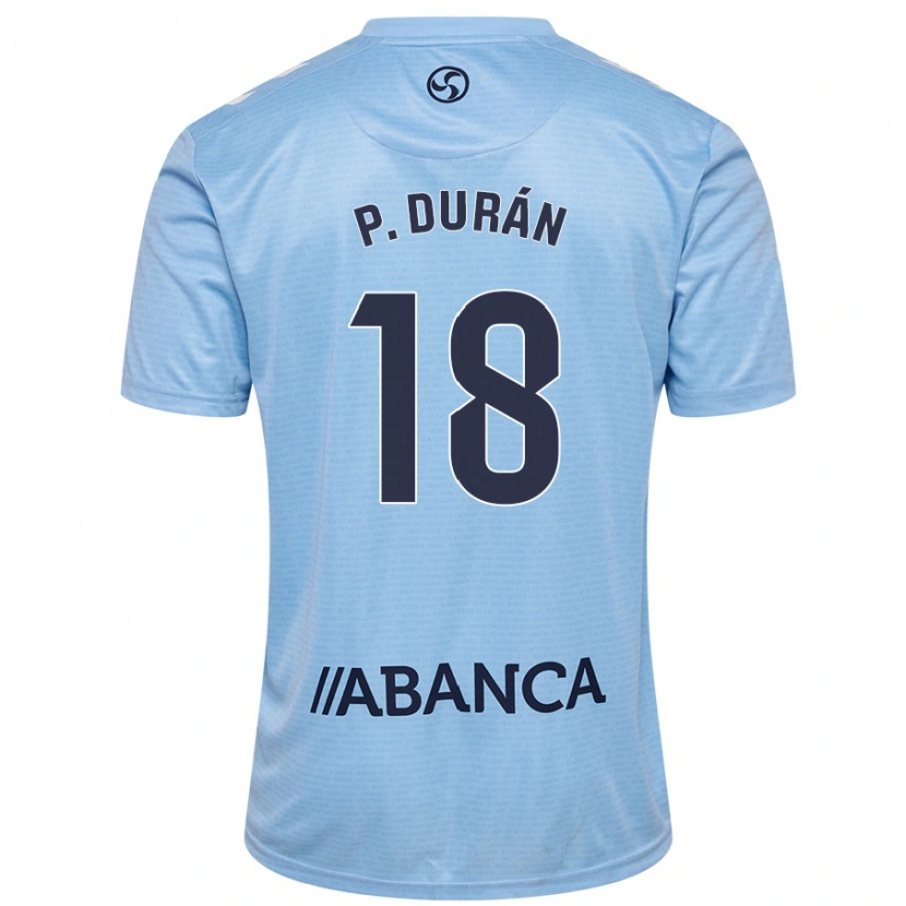 Danxen Enfant Maillot Pablo Durán #18 Bleu Ciel Tenues Domicile 2024/25 T-Shirt