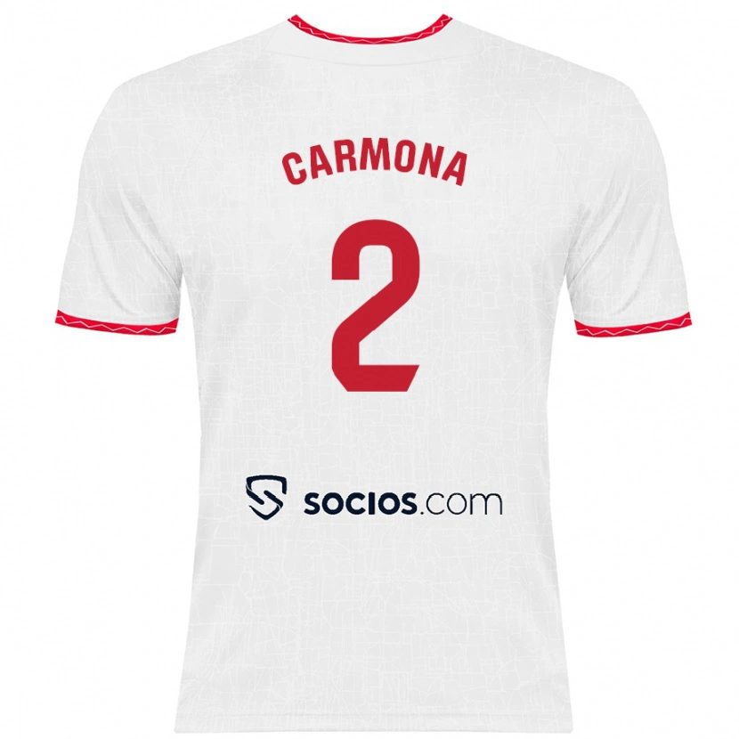 Danxen Enfant Maillot José Ángel Carmona #2 Blanc Rouge Tenues Domicile 2024/25 T-Shirt