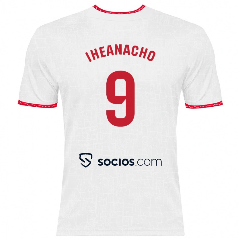 Danxen Enfant Maillot Kelechi Iheanacho #9 Blanc Rouge Tenues Domicile 2024/25 T-Shirt