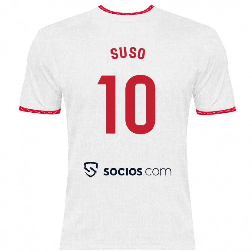 Danxen Enfant Maillot Suso #10 Blanc Rouge Tenues Domicile 2024/25 T-Shirt