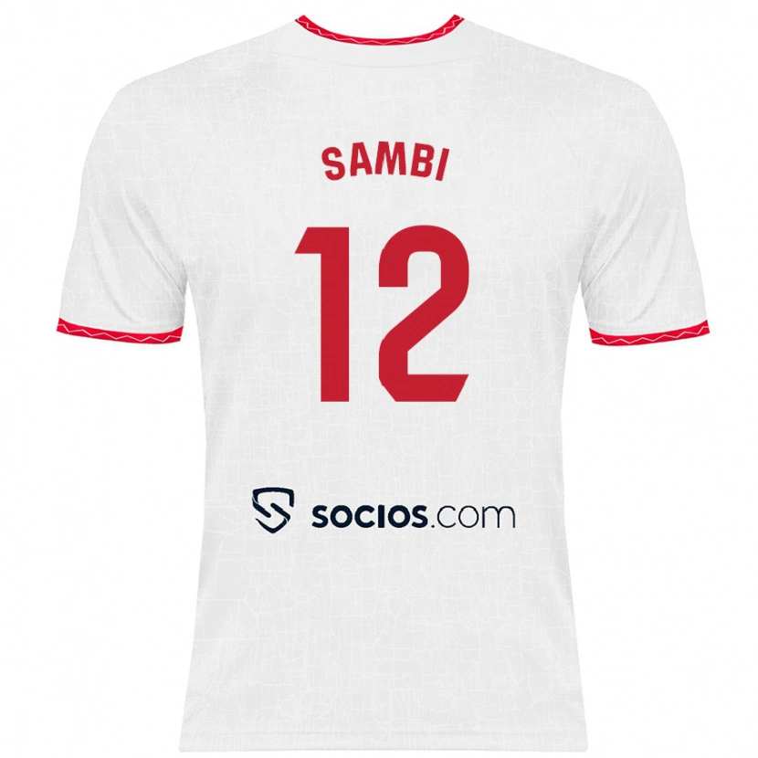 Danxen Enfant Maillot Albert Sambi Lokonga #12 Blanc Rouge Tenues Domicile 2024/25 T-Shirt