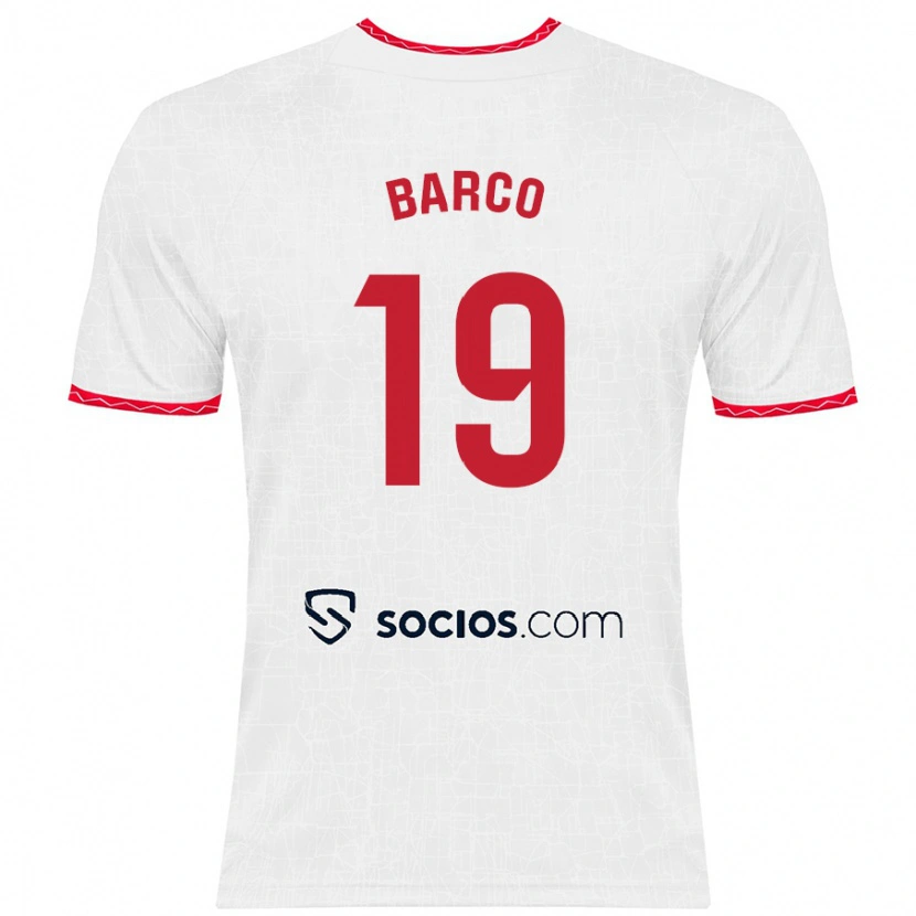 Danxen Enfant Maillot Valentín Barco #19 Blanc Rouge Tenues Domicile 2024/25 T-Shirt