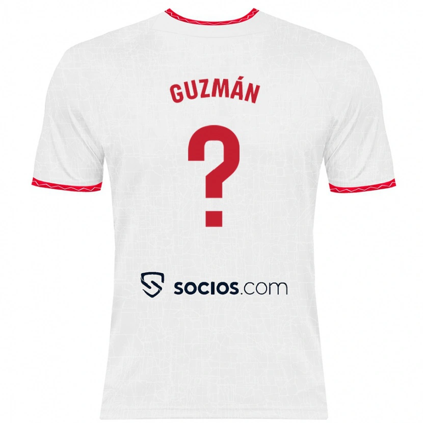 Danxen Enfant Maillot Gonzalo Guzmán #0 Blanc Rouge Tenues Domicile 2024/25 T-Shirt