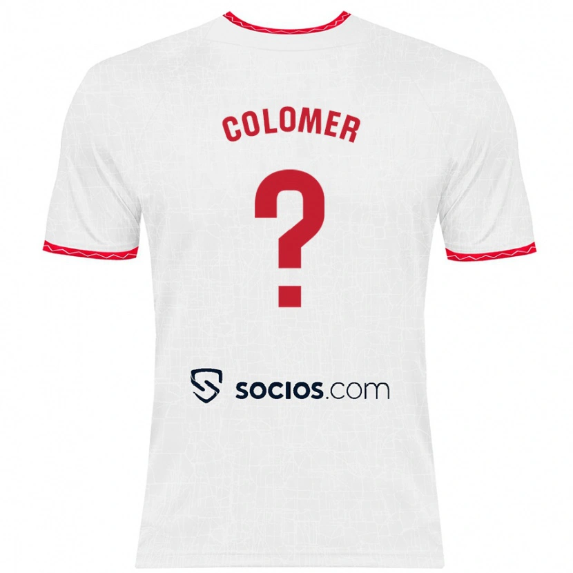 Danxen Enfant Maillot Carlos Colomer #0 Blanc Rouge Tenues Domicile 2024/25 T-Shirt