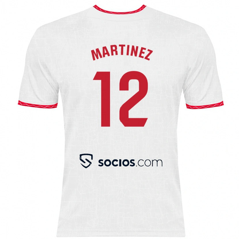 Danxen Enfant Maillot Gabri Martinez #12 Blanc Rouge Tenues Domicile 2024/25 T-Shirt