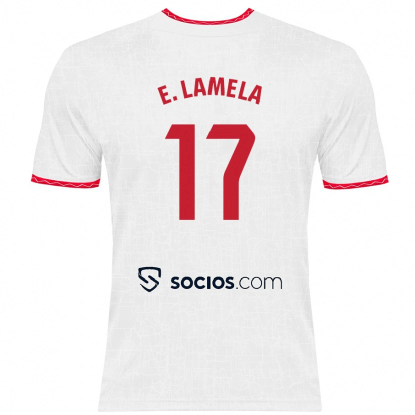 Danxen Enfant Maillot Erik Lamela #17 Blanc Rouge Tenues Domicile 2024/25 T-Shirt