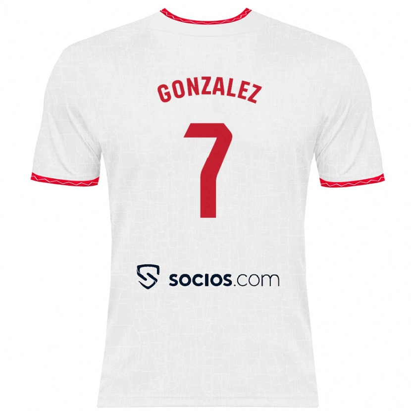 Danxen Enfant Maillot Juan González #7 Blanc Rouge Tenues Domicile 2024/25 T-Shirt