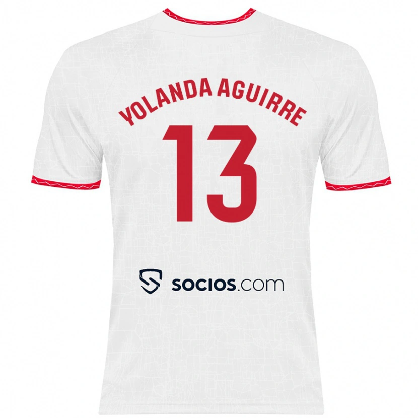 Danxen Enfant Maillot Yolanda Aguirre Gutiérrez #13 Blanc Rouge Tenues Domicile 2024/25 T-Shirt