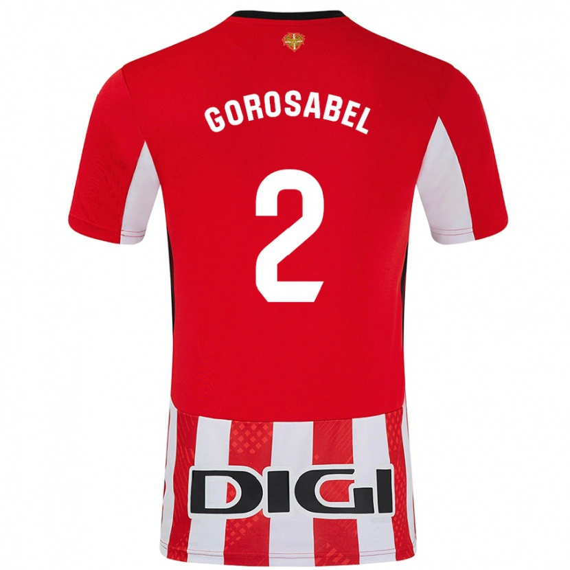 Danxen Enfant Maillot Andoni Gorosabel #2 Rouge Blanc Tenues Domicile 2024/25 T-Shirt