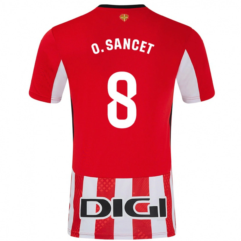 Danxen Enfant Maillot Oihan Sancet #8 Rouge Blanc Tenues Domicile 2024/25 T-Shirt