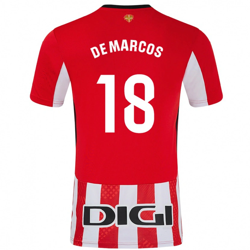 Danxen Enfant Maillot Óscar De Marcos #18 Rouge Blanc Tenues Domicile 2024/25 T-Shirt