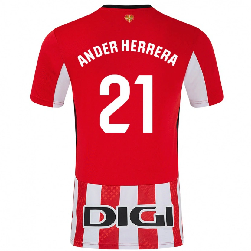 Danxen Enfant Maillot Ander Herrera #21 Rouge Blanc Tenues Domicile 2024/25 T-Shirt