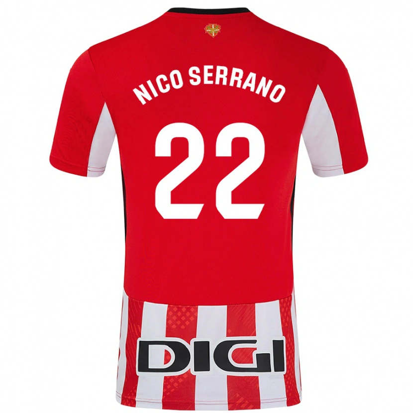 Danxen Enfant Maillot Nico Serrano #22 Rouge Blanc Tenues Domicile 2024/25 T-Shirt