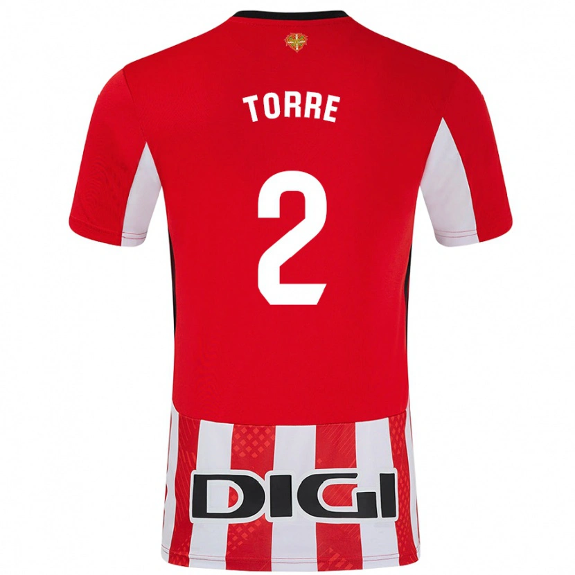 Danxen Enfant Maillot Maddi Torre #2 Rouge Blanc Tenues Domicile 2024/25 T-Shirt