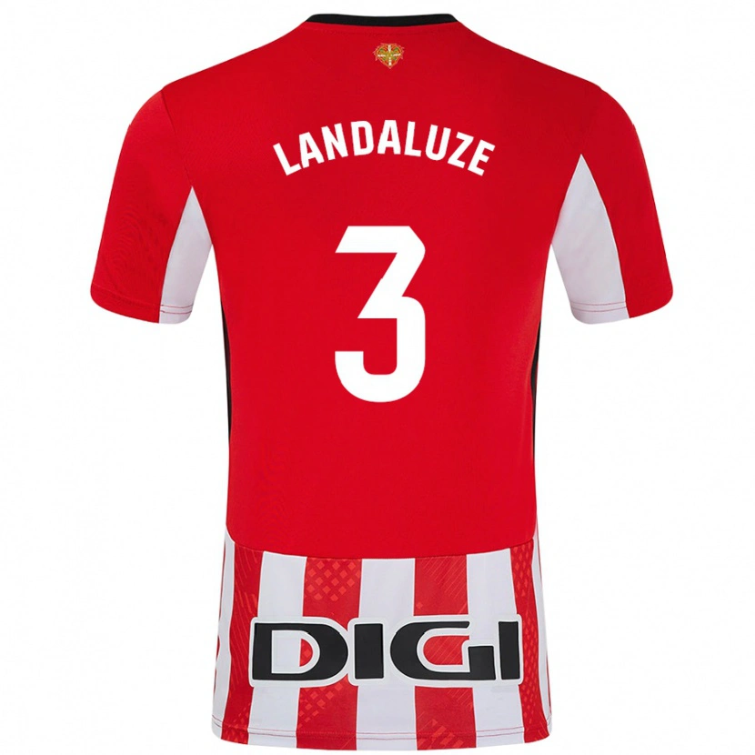 Danxen Enfant Maillot Naia Landaluze #3 Rouge Blanc Tenues Domicile 2024/25 T-Shirt