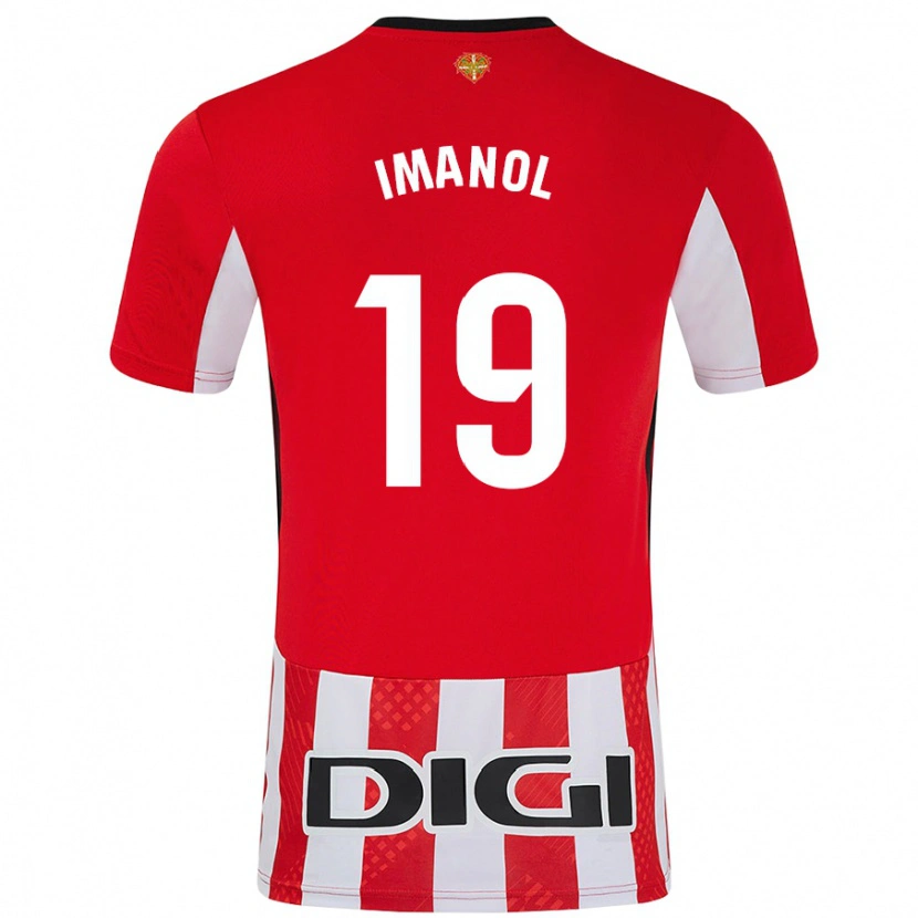 Danxen Enfant Maillot Imanol García De Albéniz #19 Rouge Blanc Tenues Domicile 2024/25 T-Shirt