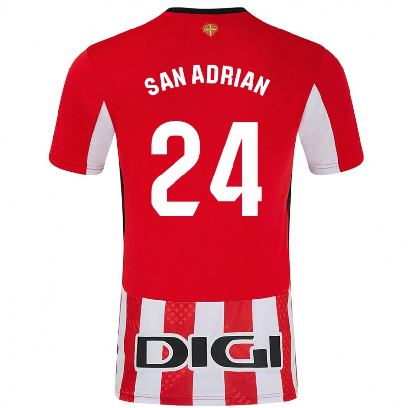 Danxen Enfant Maillot Marta San Adrián Rocandio #24 Rouge Blanc Tenues Domicile 2024/25 T-Shirt