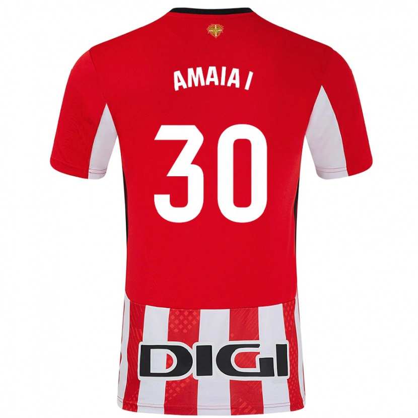 Danxen Enfant Maillot Amaia Iribarren Arteta #30 Rouge Blanc Tenues Domicile 2024/25 T-Shirt