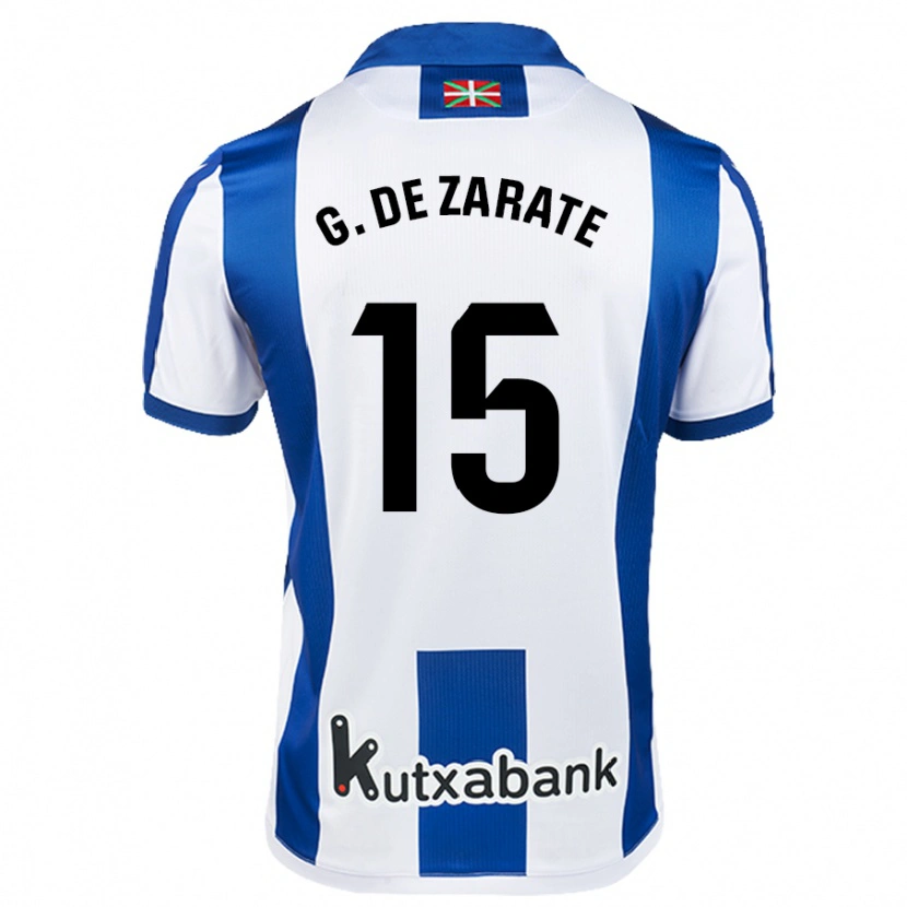 Danxen Enfant Maillot Urko González De Zarate #15 Blanc Bleu Tenues Domicile 2024/25 T-Shirt