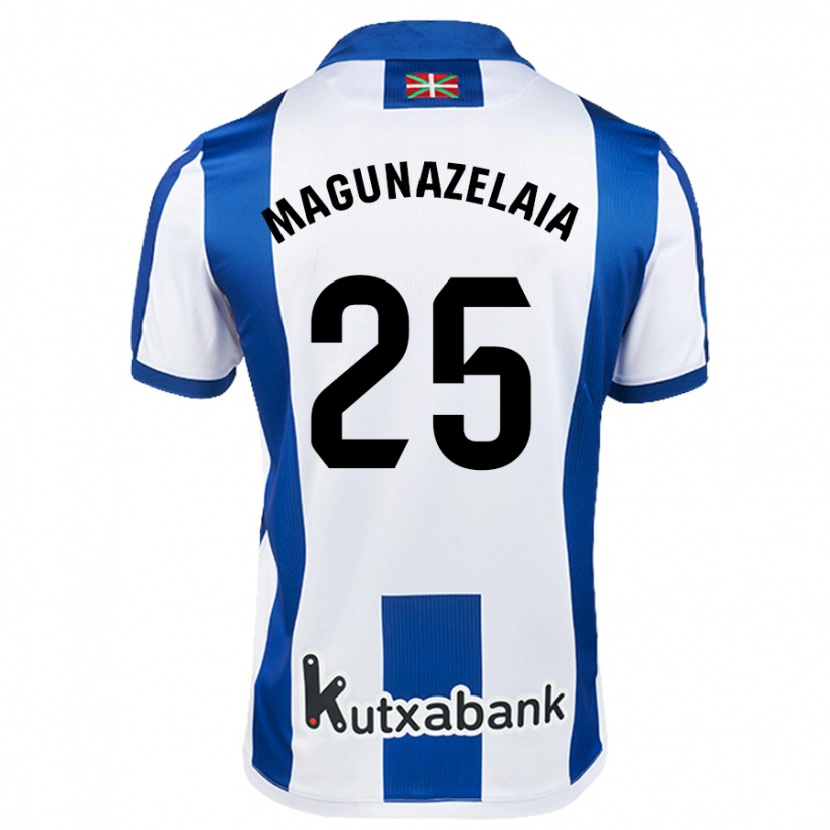 Danxen Enfant Maillot Jon Magunazelaia #25 Blanc Bleu Tenues Domicile 2024/25 T-Shirt