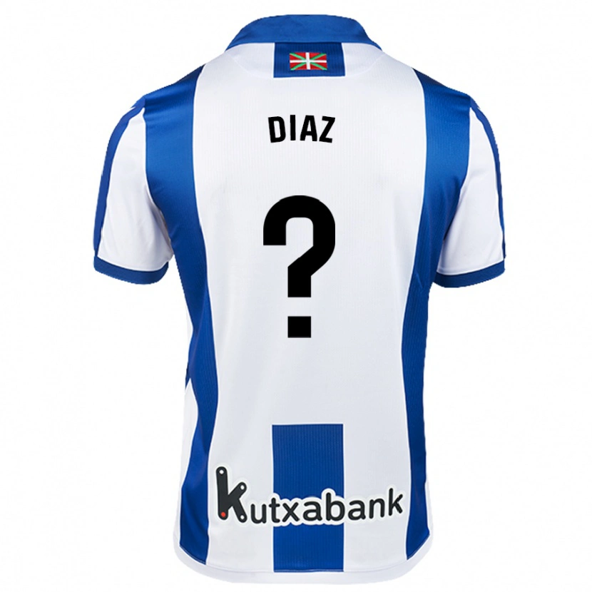 Danxen Enfant Maillot Dani Díaz #0 Blanc Bleu Tenues Domicile 2024/25 T-Shirt