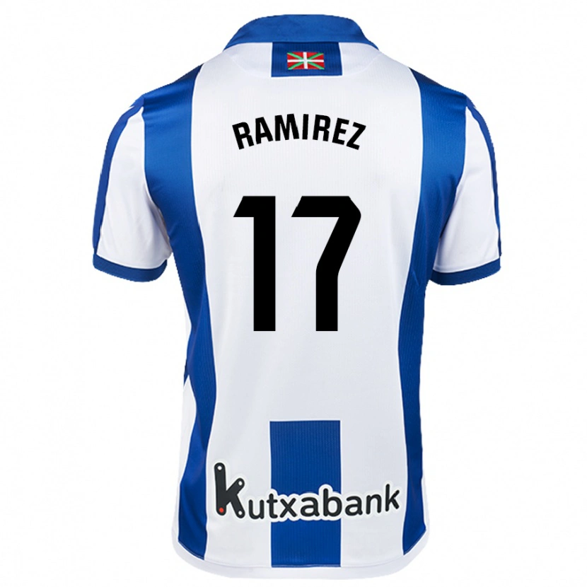 Danxen Enfant Maillot Darío Ramírez #17 Blanc Bleu Tenues Domicile 2024/25 T-Shirt