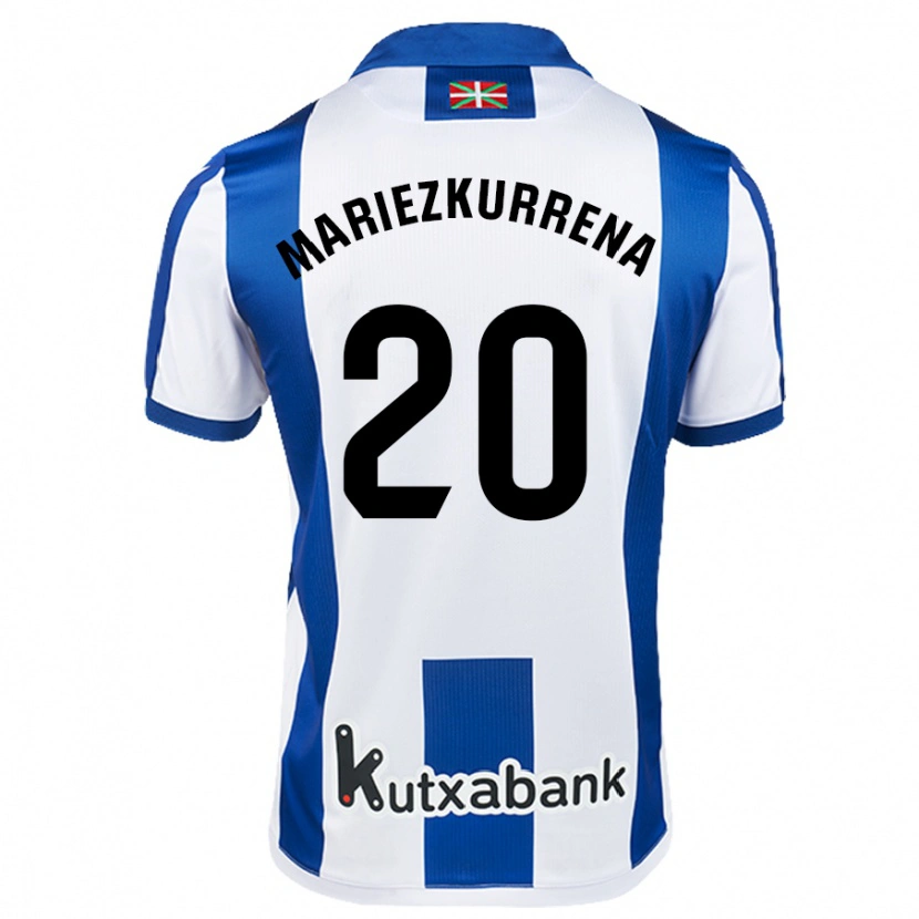 Danxen Enfant Maillot Arkaitz Mariezkurrena #20 Blanc Bleu Tenues Domicile 2024/25 T-Shirt