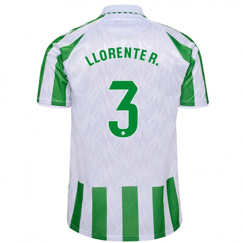 Danxen Enfant Maillot Diego Llorente #3 Rayures Vertes Et Blanches Tenues Domicile 2024/25 T-Shirt