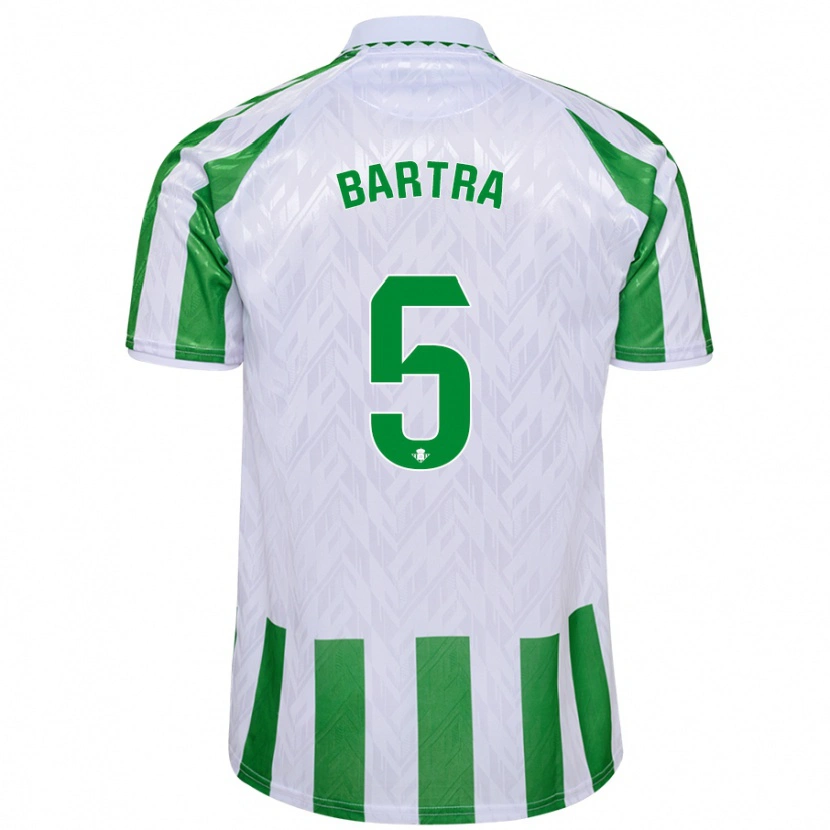 Danxen Enfant Maillot Marc Bartra #5 Rayures Vertes Et Blanches Tenues Domicile 2024/25 T-Shirt