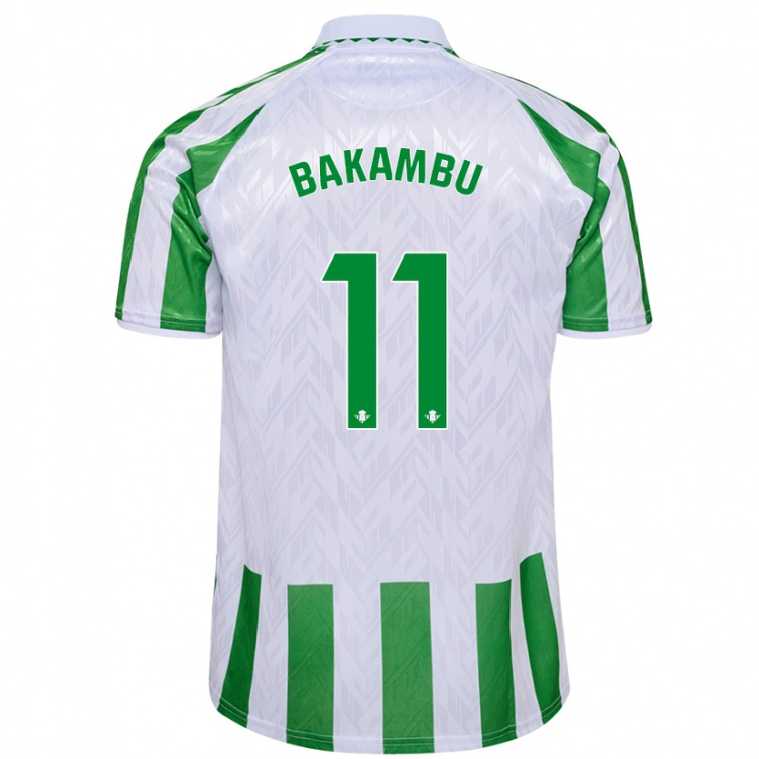 Danxen Enfant Maillot Cédric Bakambu #11 Rayures Vertes Et Blanches Tenues Domicile 2024/25 T-Shirt