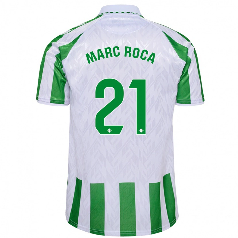 Danxen Enfant Maillot Marc Roca #21 Rayures Vertes Et Blanches Tenues Domicile 2024/25 T-Shirt