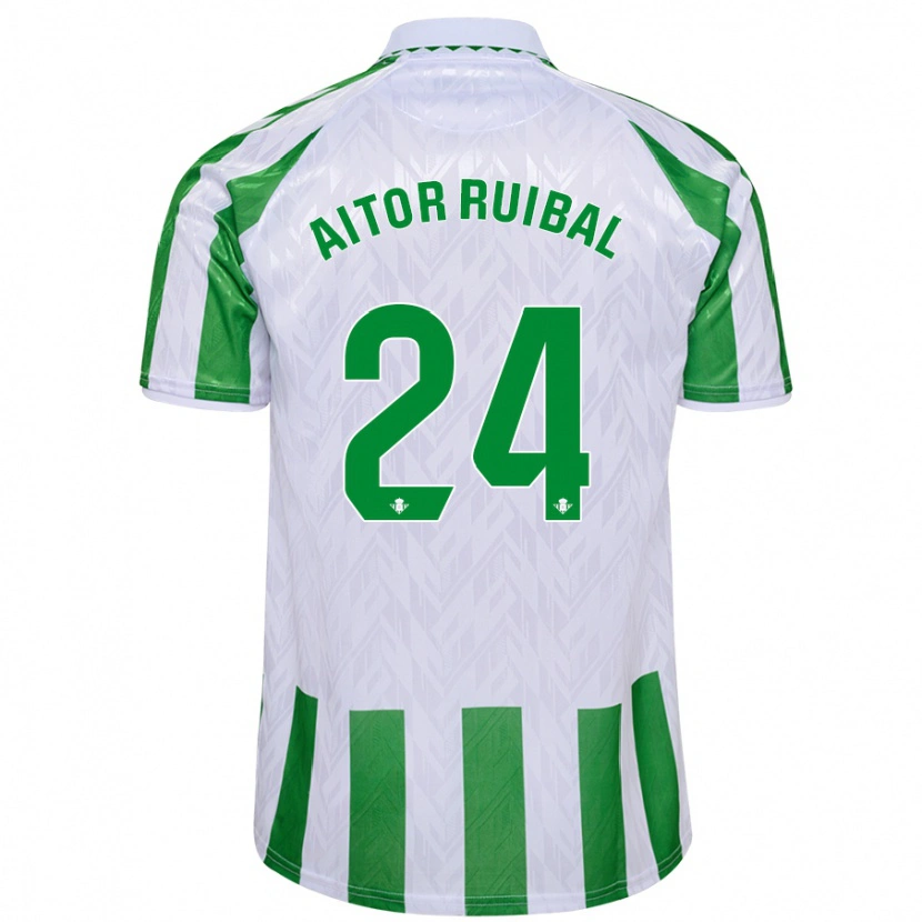 Danxen Enfant Maillot Aitor Ruibal #24 Rayures Vertes Et Blanches Tenues Domicile 2024/25 T-Shirt