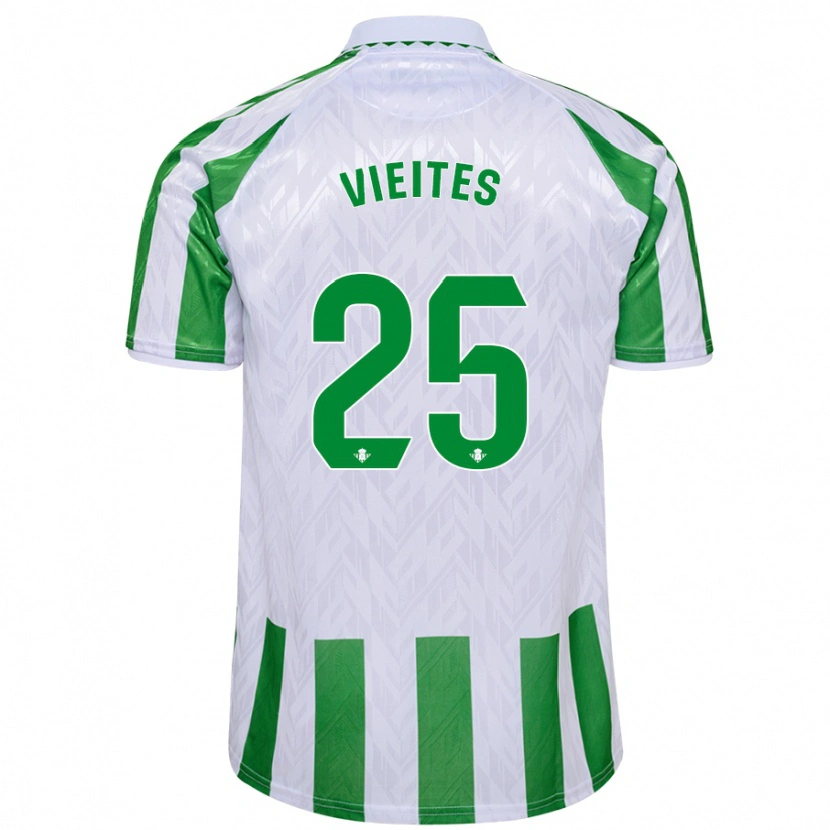 Danxen Enfant Maillot Fran Vieites #25 Rayures Vertes Et Blanches Tenues Domicile 2024/25 T-Shirt