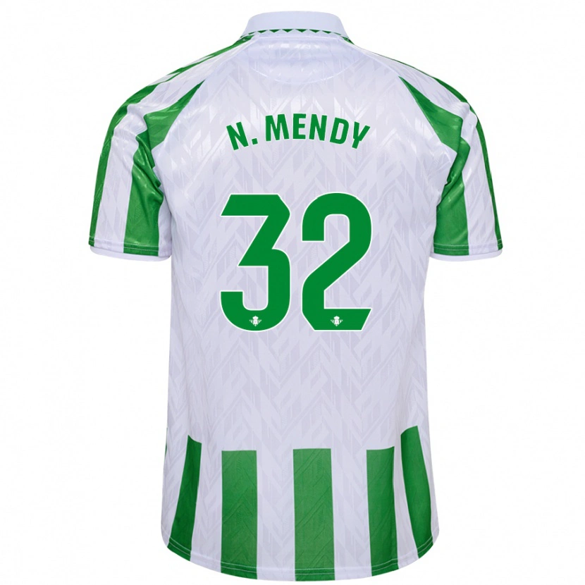 Danxen Enfant Maillot Nobel Mendy #32 Rayures Vertes Et Blanches Tenues Domicile 2024/25 T-Shirt