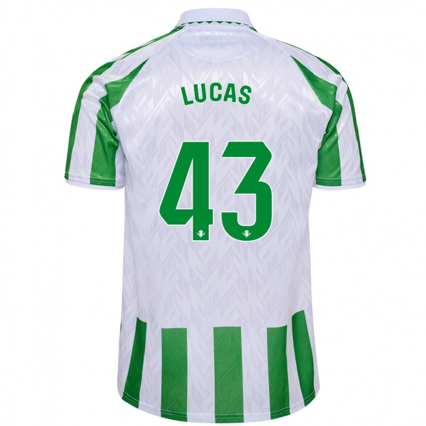 Danxen Enfant Maillot Lucas Alcázar #43 Rayures Vertes Et Blanches Tenues Domicile 2024/25 T-Shirt