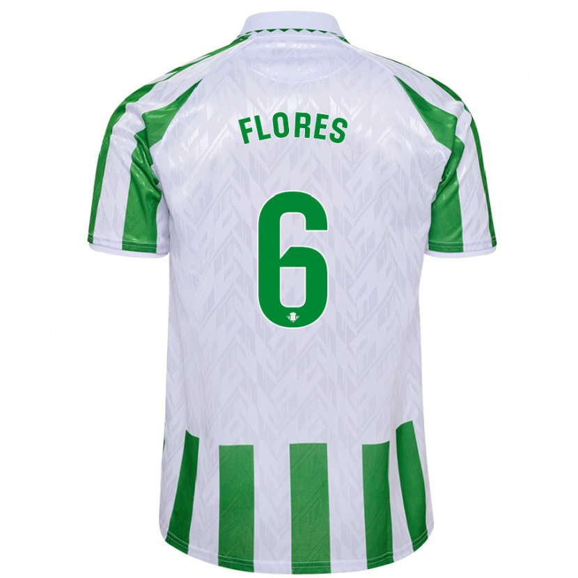 Danxen Enfant Maillot Mateo Flores #6 Rayures Vertes Et Blanches Tenues Domicile 2024/25 T-Shirt