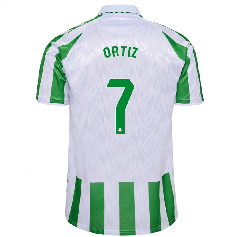 Danxen Enfant Maillot Ángel Ortiz #7 Rayures Vertes Et Blanches Tenues Domicile 2024/25 T-Shirt