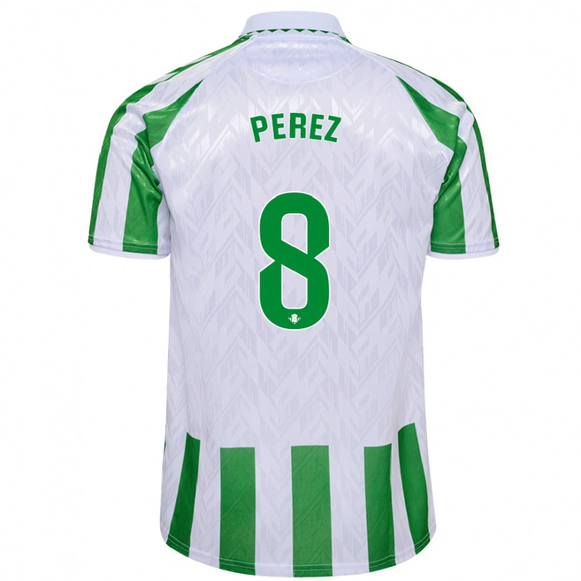 Danxen Enfant Maillot Dani Pérez #8 Rayures Vertes Et Blanches Tenues Domicile 2024/25 T-Shirt