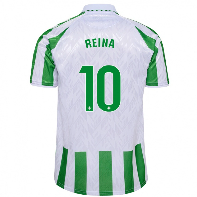 Danxen Enfant Maillot Carlos Reina #10 Rayures Vertes Et Blanches Tenues Domicile 2024/25 T-Shirt