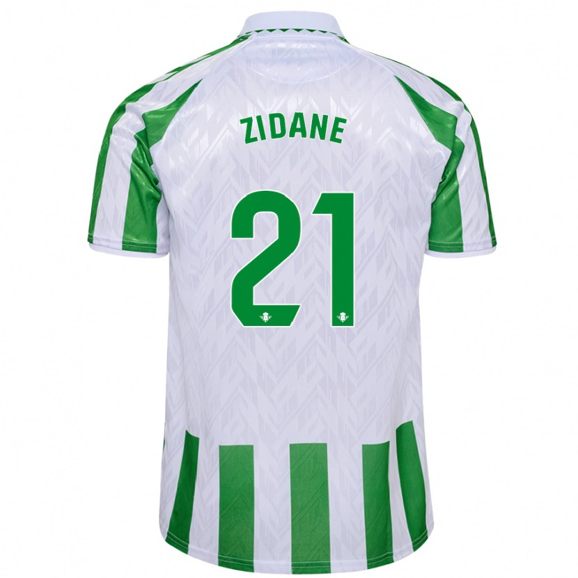 Danxen Enfant Maillot Elyaz Zidane #21 Rayures Vertes Et Blanches Tenues Domicile 2024/25 T-Shirt