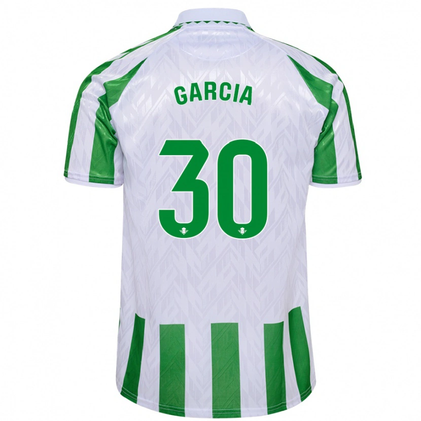 Danxen Enfant Maillot Germán García #30 Rayures Vertes Et Blanches Tenues Domicile 2024/25 T-Shirt